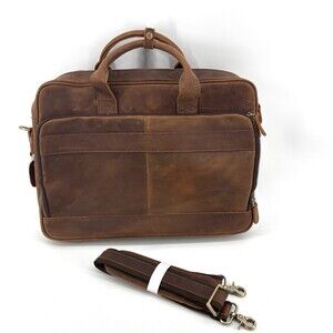 Genuine Leather Crazy Horse Distressed Briefcase Messenger Laptop Bag NWT